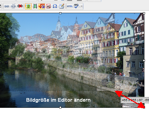 Größe iim Editor ändern