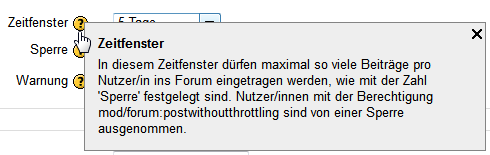 Forum Sperre Zeitfenster