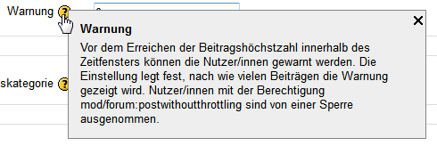 Forum Sperre Zeitfenster