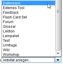 Aktivität Aufgabe auswählen