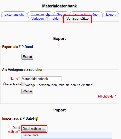 Datenbankimport