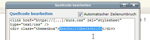 Link auf kurs.css